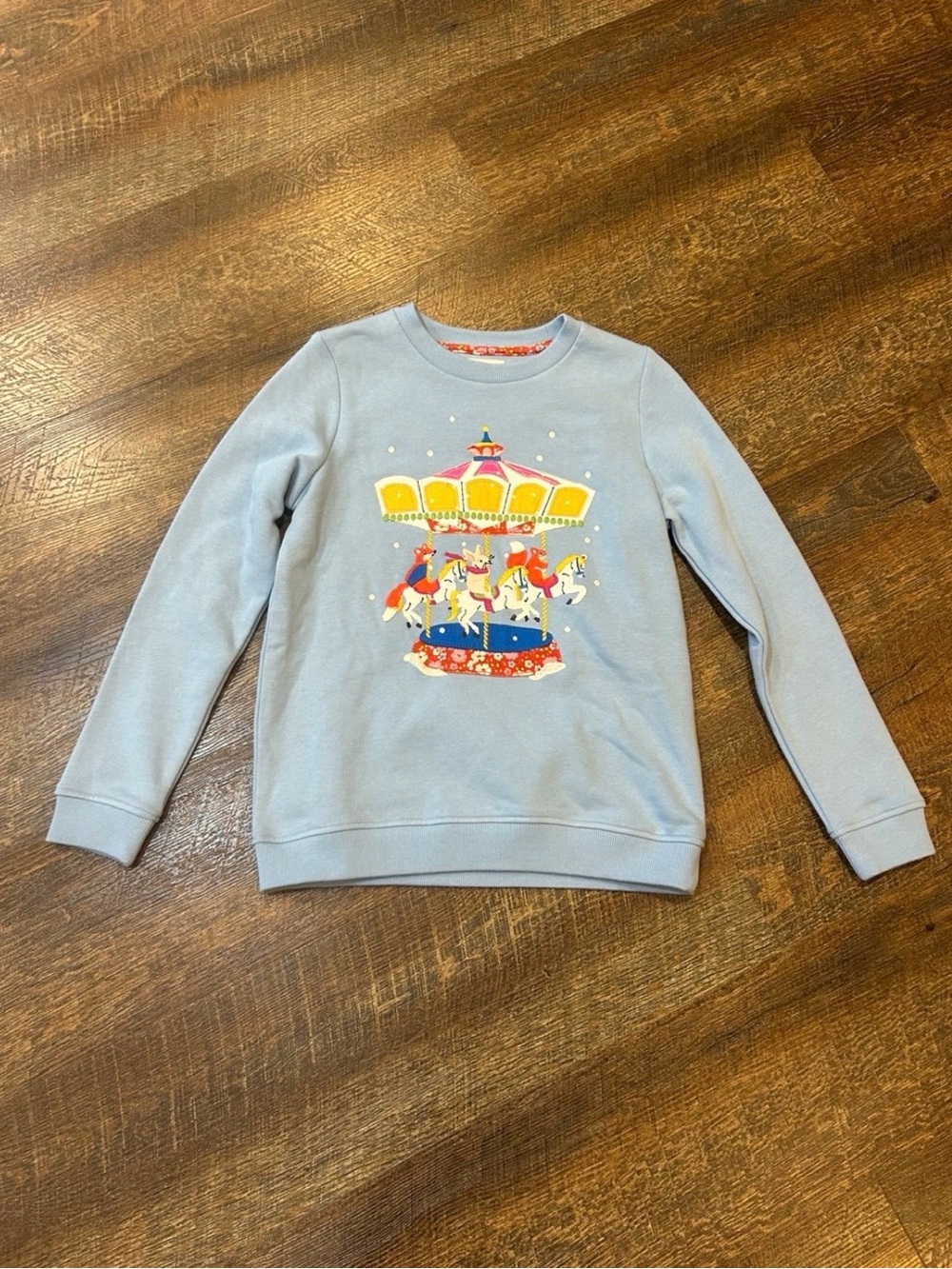 Mini Boden Light Blue Carousel Sweatshirt 9-10